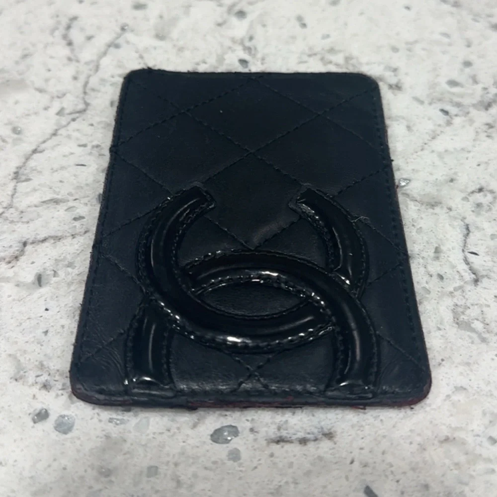 CHANEL Black Quilted Cambon Ligne Card Holder Case Black Slim Wallet  AUTHENTIC - Picture 11 of 12